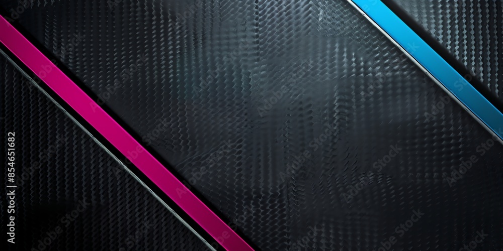 Wall mural a carbon fiber background with one cyan and one Pink line, 2:1, banner website, ads banner, landing page, industrial carbon  black wallpaper