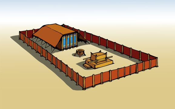 Vector drawing. Tabernacle of Moses in the desert