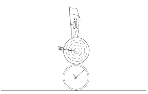 businessman on target with flag, time concept clip art preview