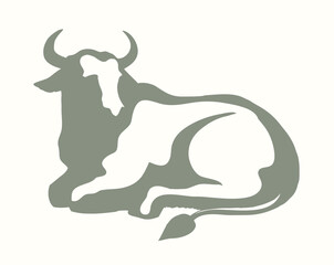 Vector drawing. Cute big cow