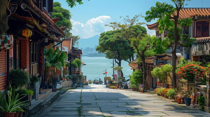 Tamsui Old Street with its historical buildings and riverside views