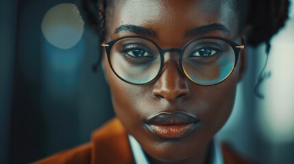 A close-up shot of someone wearing glasses, providing clear and crisp detail