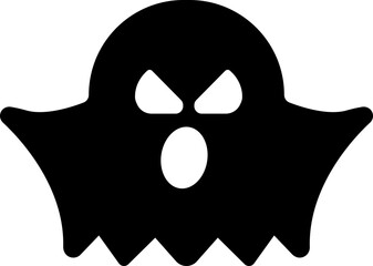 Ghost, phantom or apparition haunting Halloween black fill art vector icon for holiday apps and websites. Simple spooky character. Scary ghostly monster Silhouette isolated on transparent background.