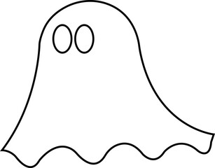 Ghost, phantom or apparition haunting Halloween line art vector icon for holiday apps and websites. Simple spooky character editable stock. Scary ghostly monster Silhouette on transparent background.