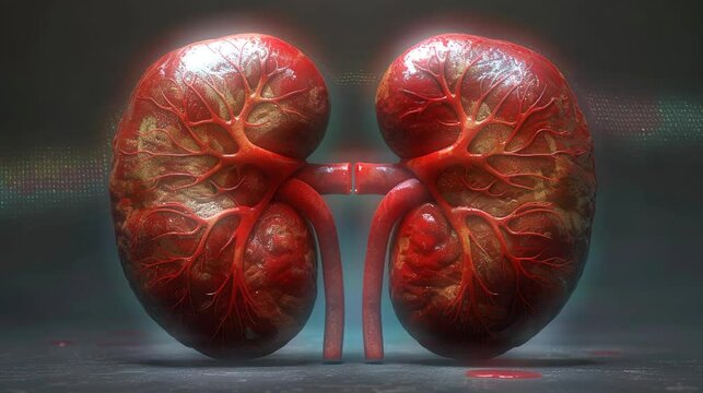 human kidney anatomy isolated dark light background