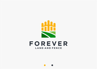 farm fence logo design vector silhouette illustration