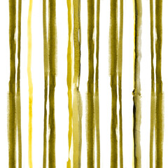 Seamless pattern with watercolor hand drawn blurry vertical stripes in brown and bronze colors. Abstract geometric background in artistic paint streaks. Design for covers, packaging, textile.