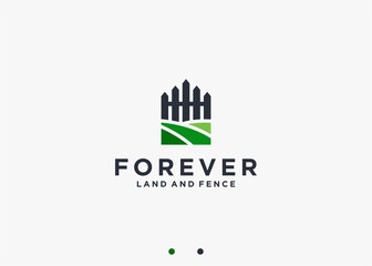 farm fence logo design vector silhouette illustration