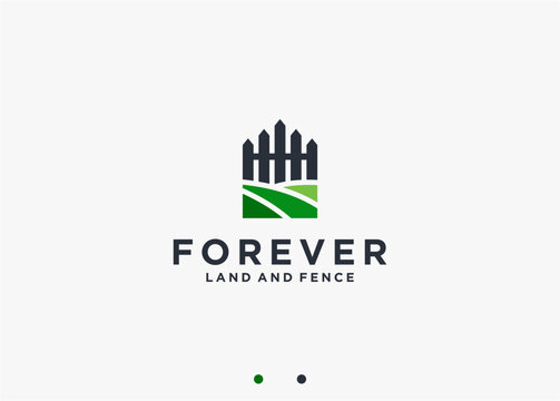 farm fence logo design vector silhouette illustration