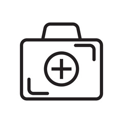 Obraz premium First aid box icon, medical briefcase line icon.