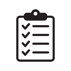 Clipboard icon. Checklist icon of an approved document. Project completed. Tasks icon. Task completed.