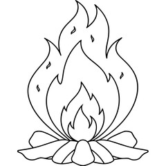 Minimalist Single Line Bonfire Art High Quality Editable Stroke Vector Illustration.
