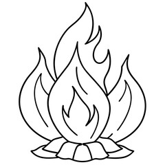 Minimalist Single Line Bonfire Art High Quality Editable Stroke Vector Illustration.