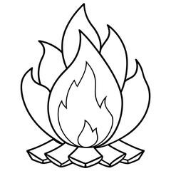 Elegant Continuous One Line Bonfire Drawing, Editable Stroke Vector Illustration for Unique Designs.