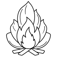 Minimalist Single Line Bonfire Art High Quality Editable Stroke Vector Illustration.