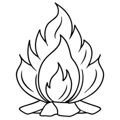Minimalist Single Line Bonfire Art High Quality Editable Stroke Vector Illustration.
