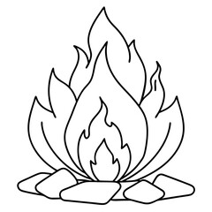 Elegant Continuous One Line Bonfire Drawing, Editable Stroke Vector Illustration for Unique Designs.