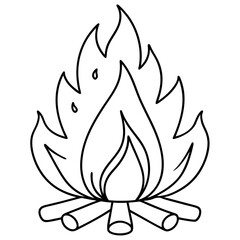 Elegant Continuous One Line Bonfire Drawing, Editable Stroke Vector Illustration for Unique Designs.