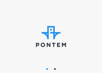 letter p with bridge logo design vector silhouette illustration