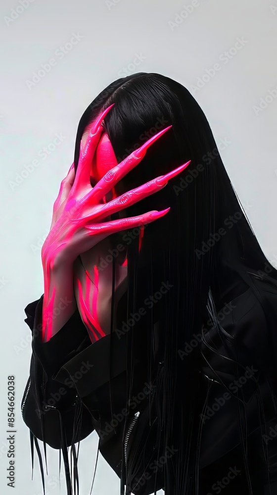 Poster Asian Long Hair Woman With Claws