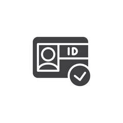 ID badge with a person photo and a checkmark vector icon