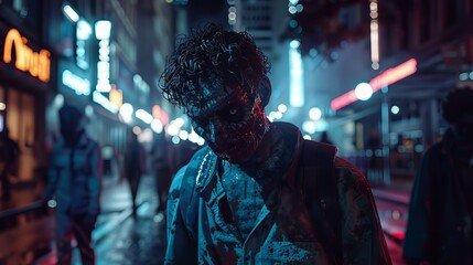 Fototapeta premium Zombie at Street at Night