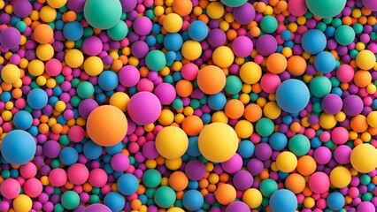 Colorful balls background for kids zone or children's playroom. Many colorful random bright soft balls background. Huge pile of colorful balls in different sizes. Vector background