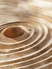 A solitary rock sits at the center of a circular pattern made of sand, a unique natural formation