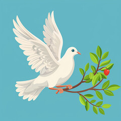 Obraz premium Vector_cute_Dove_delivering_peace_cartoon_vector_