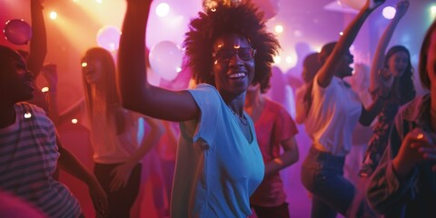 People having fun and dancing together at a party