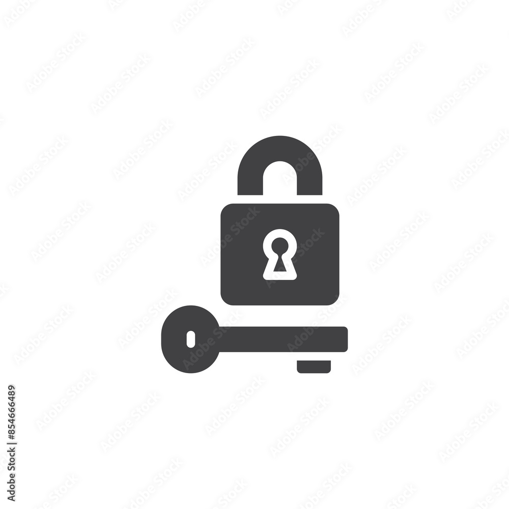 Poster padlock with a key vector icon