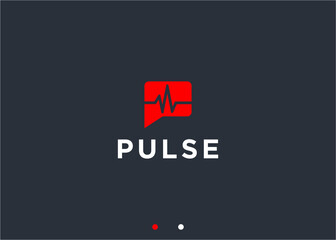 letter p with pulse logo design vector silhouette illustration