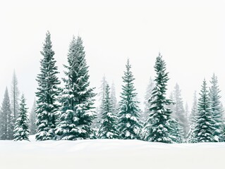 A snowcovered forest with tall evergreen trees aga 212