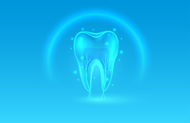 Dental x-ray, tooth scanning, Protection of teeth, treatment against viruses and caries. Vector illustration