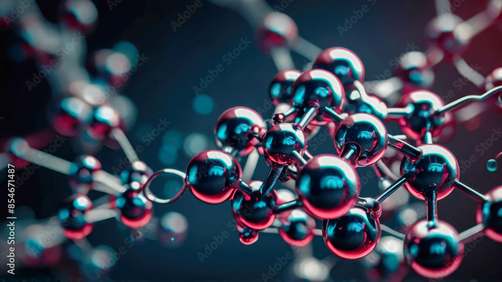 Poster an atomic structure or a molecular model, central glowing nucleus surrounded by orbiting electrons s