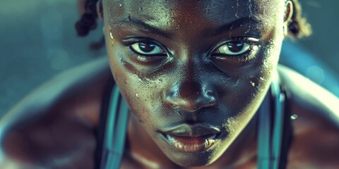 A person's face is wet, possibly after crying or sweating