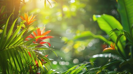 Fototapeta premium Tropical Caribbean Abundant in Sun Drenched Flora