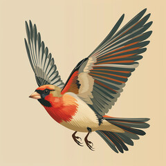 Obraz premium Vector_cute_Finch_flying_cartoon_vector_icon_il