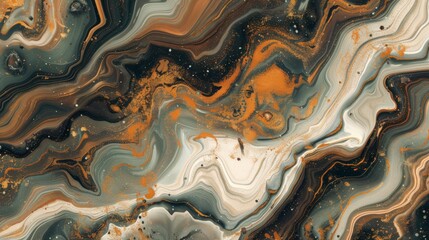Abstract Swirling Liquid Art with Gold