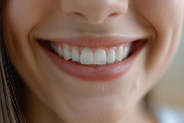 A closeup of a smile, showing genuine happiness and joy, the rest of the face softly out of focus