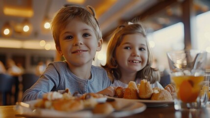 Two children enjoying a meal together