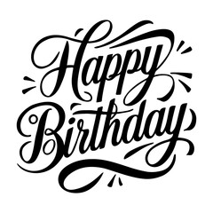 Elegant happy birthday typography with stylish calligraphy, perfect for greeting cards, social media posts, and event invitations, capturing a festive and celebratory feel