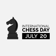 International chess day for simple minimalistic social media banner. 20 July. Sport game card