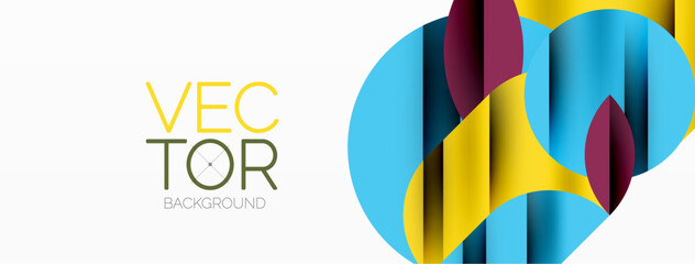 Geometric diagonal line and circle shape, wide abstract background