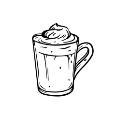 HandDrawn Coffee Cup with Whipped Cream Illustration is perfect for cafe branding and menu design