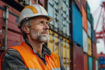 Older Construction Worker at Port