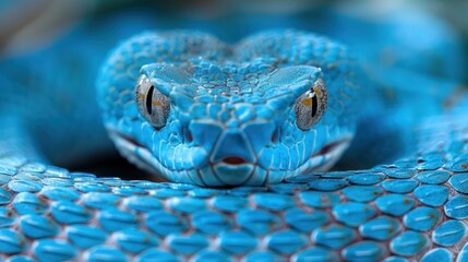 Fototapeta premium Close-up of a Striking Blue Viper