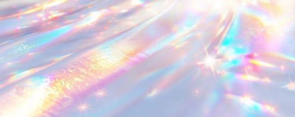 虹色に輝く光と白い背景