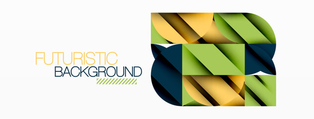 Circle, square and flower petal geometric background. Round shapes composition for wallpaper, banner, background or landing