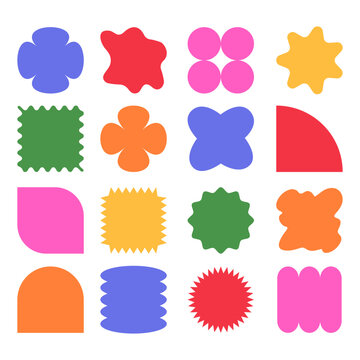 Set y2k geometric shape. Brutalism shapes, minimalist geometric elements, abstract forms.